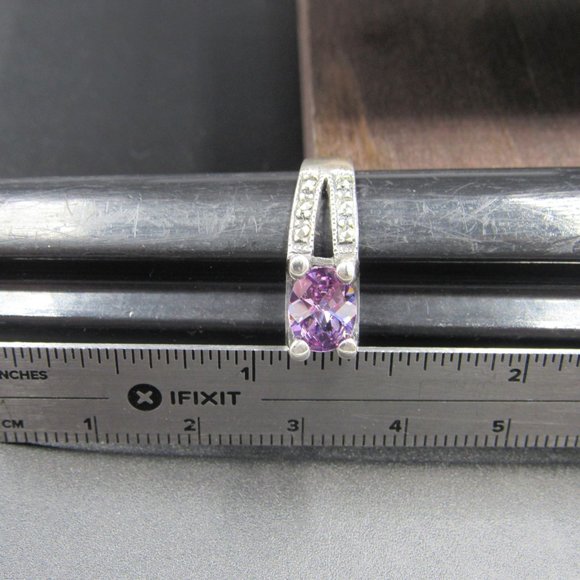 Size 8.5 Sterling Purple Oval CZ & Marcasite Ring - Picture 7 of 8